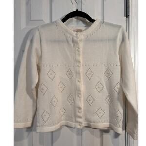 Vintage Grand Knitwear Ivory Pearl Beaded Pointelle Cardigan